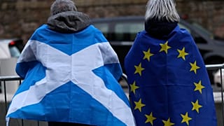 Protesters outside the Scottish Parliament on Brexit Day, January 31 2020
