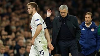 Tottenham head coach Jose Mourinho substitutes off Eric Dier