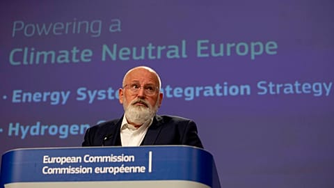 European Commissioner for European Green Deal Frans Timmermans during conference at EU headquarters in Brussels