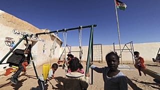 Un grupo de niños en el campo de refugiados saharauis de Smara