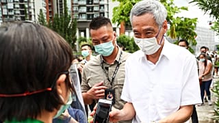 People's Action Party Secretary-General and Singaporean Prime Minister Lee Hsien Loong, arrives to vote in Singapore's general election, Friday, July 10, 2020.