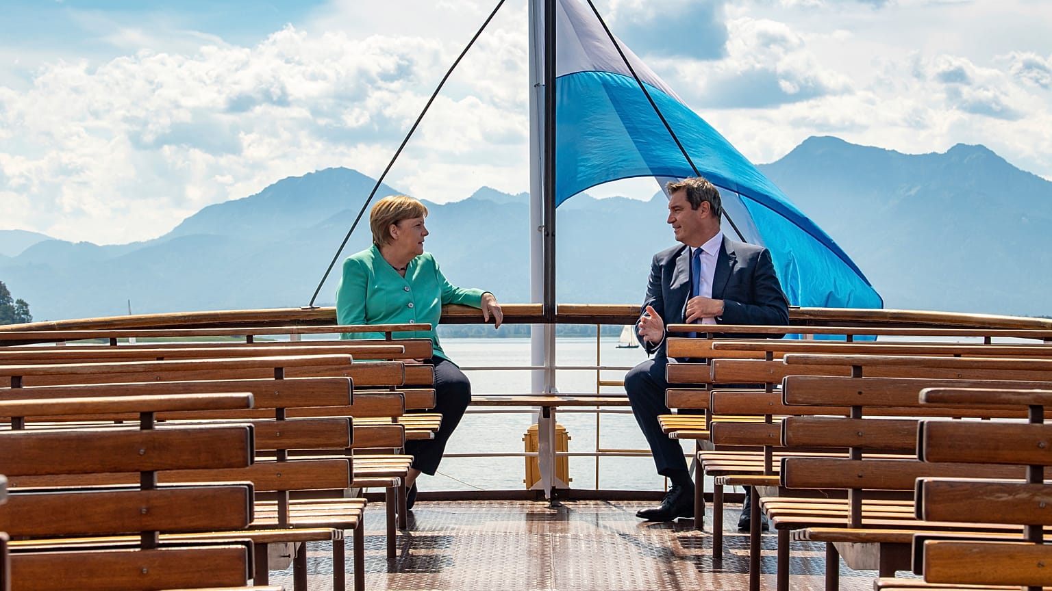 Merkel trifft Söder, staatsmännische Inszenierung am Chiemsee