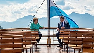 Merkel trifft Söder, staatsmännische Inszenierung am Chiemsee