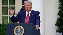 Donald Trump speaks at press conference in the Rose Garden at the White House on July 14.