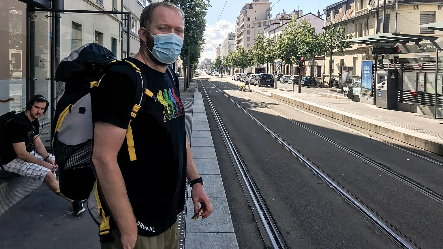 Callum Ormerod, 34, a software developer, at the beginning of his journey back to the UK