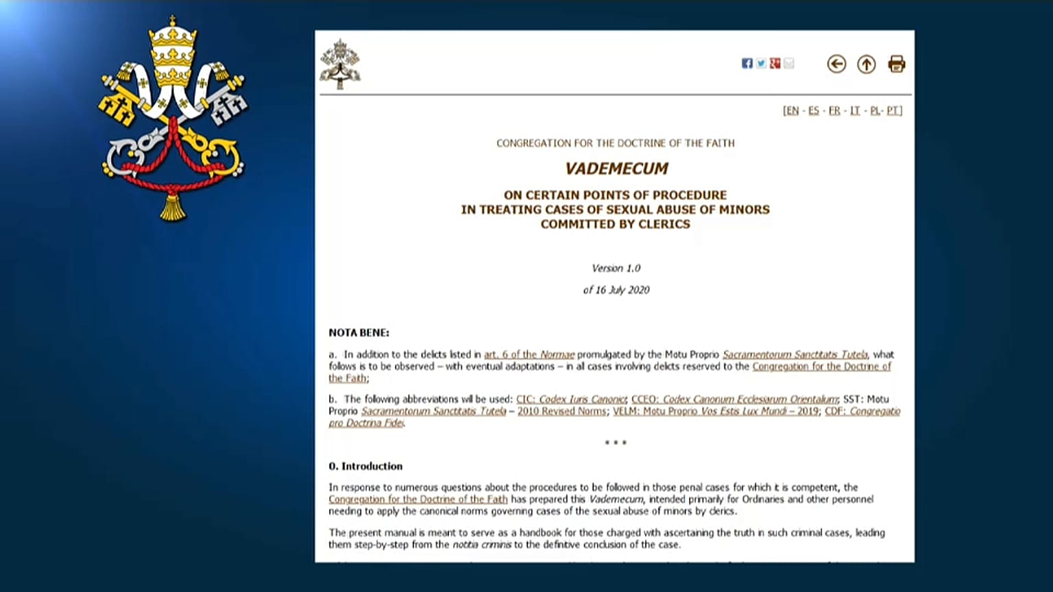 Vaticano: "manuale di istruzioni" contro la pedofilia