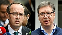 Le Premier ministre kosovar Avdullah Hoti et le président serbe Aleksandar Vucic
