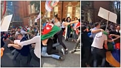 Londra'da Azeri ve Ermeni göstericiler arasında arbede