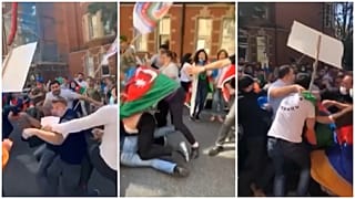 Londra'da Azeri ve Ermeni göstericiler arasında arbede