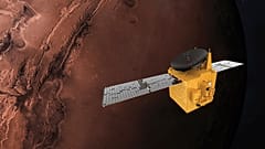 This June 1, 2020, file rendering provided by Mohammed Bin Rashid Space Centre shows the Hope probe