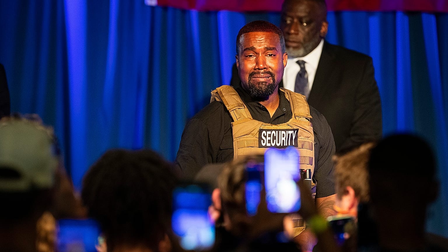 A tearful Kanye West officially enters the US presidential race.