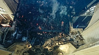 This image, provided by SDIS 44 Department of Fire and Rescue, shows the inside of the Gothic St Peter and St Paul Cathedral after the blaze in Nantes, France. July 18, 2020