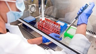 University of Oxford samples from coronavirus vaccine trials are handled inside the Oxford Vaccine Group laboratory in Oxford, England