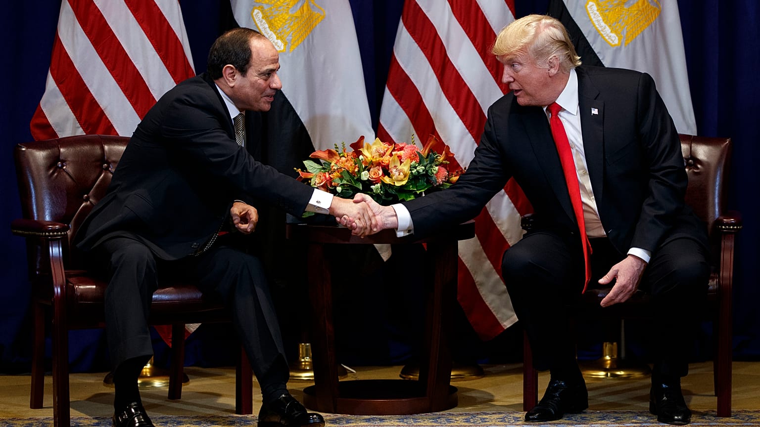 صورة أرشيفية للقاء يجمع بين الرئيسين الأمريكي والمصري عام 2018
