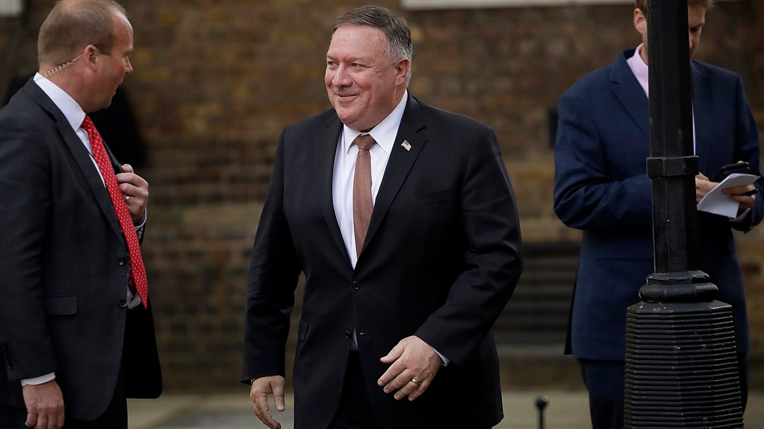 US Secretary of State Mike Pompeo arrives at Downing Street.