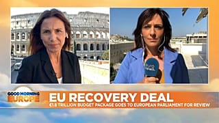 Euronews correspondents Giorgia Orlandi (left, in Rome) and Symela Touchtidou (right, in Athens)