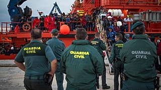 Foto de archivo de inmigrantes llegando al sur de España