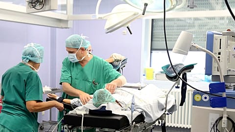 Doctors and nurses prepare an abortion procedure in a hospital in Prenzlau, Germany.