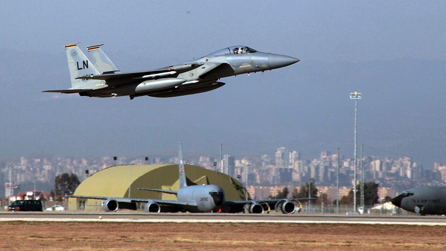 An F-15 fighter similar to the one involved in the incident over Syria.