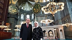 Recep Tayyip Erdogan et sa femme, le 23 juillet 2020, visitant Sainte Sophie