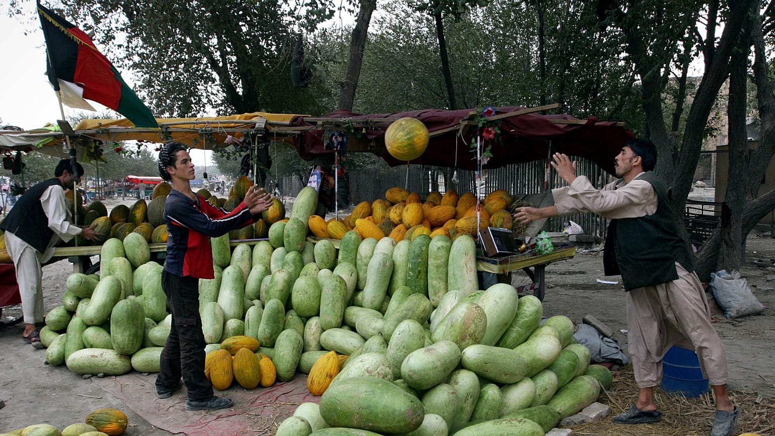 Afganistan'ın başkenti Kabil'de kavun, karpuz satan sokak satıcıları (arşiv) 