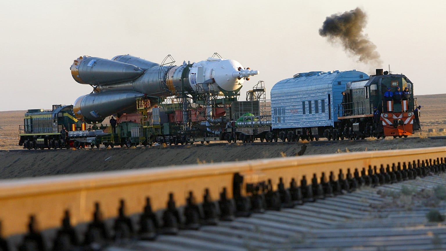 FILE PHOTO: the Russian Soyuz TMA-11 space ship at the Baikonur cosmodrome, Kazakhstan, Oct 8, 2007. 