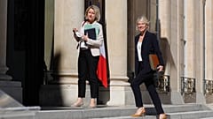 French Ecological Transition Minister Barbara Pompili (L) and French Junior Minister for Biodiversity Berangere Abba
