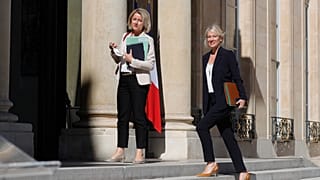 French Ecological Transition Minister Barbara Pompili (L) and French Junior Minister for Biodiversity Berangere Abba