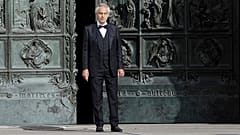Andrea Bocelli performs outside Milan's Duomo Catherdal on May 26, 2020