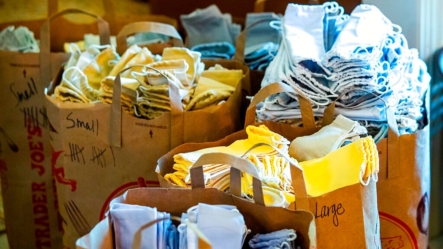 ILLUSTRATION! -Bags of masks ready for distribution July 8, 2020, in Omaha, Neb.