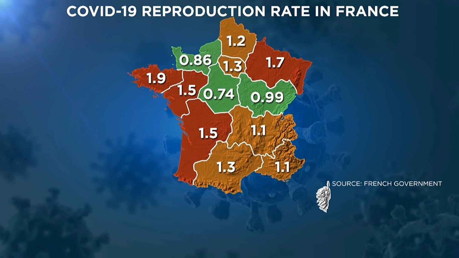 La mappa del rischio in Francia. 
