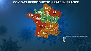 La mappa del rischio in Francia.