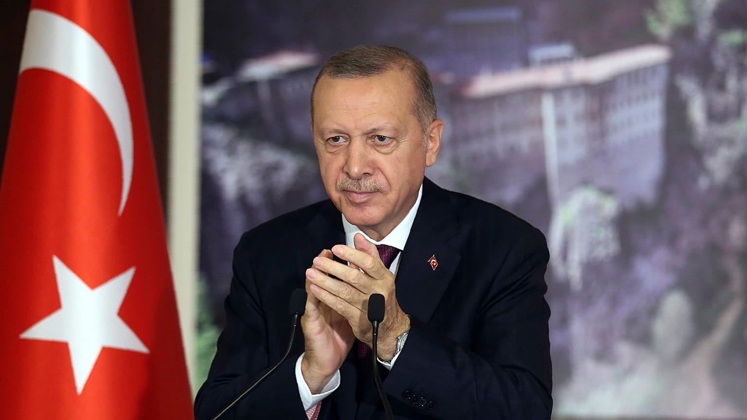 President Recep Tayyip Erdogan is applauding lawmakers' final speeches on a bill giving the government greater powers to regulate social media