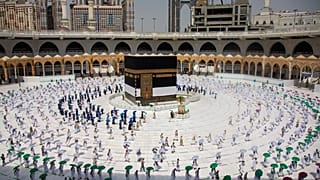 Pilger in Mekka zu Beginn der Wallfahrt Hadsch