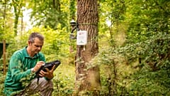 Matthew Wilkinson from Forest Research setting up the sensors which will use IoT technology to support researchers.