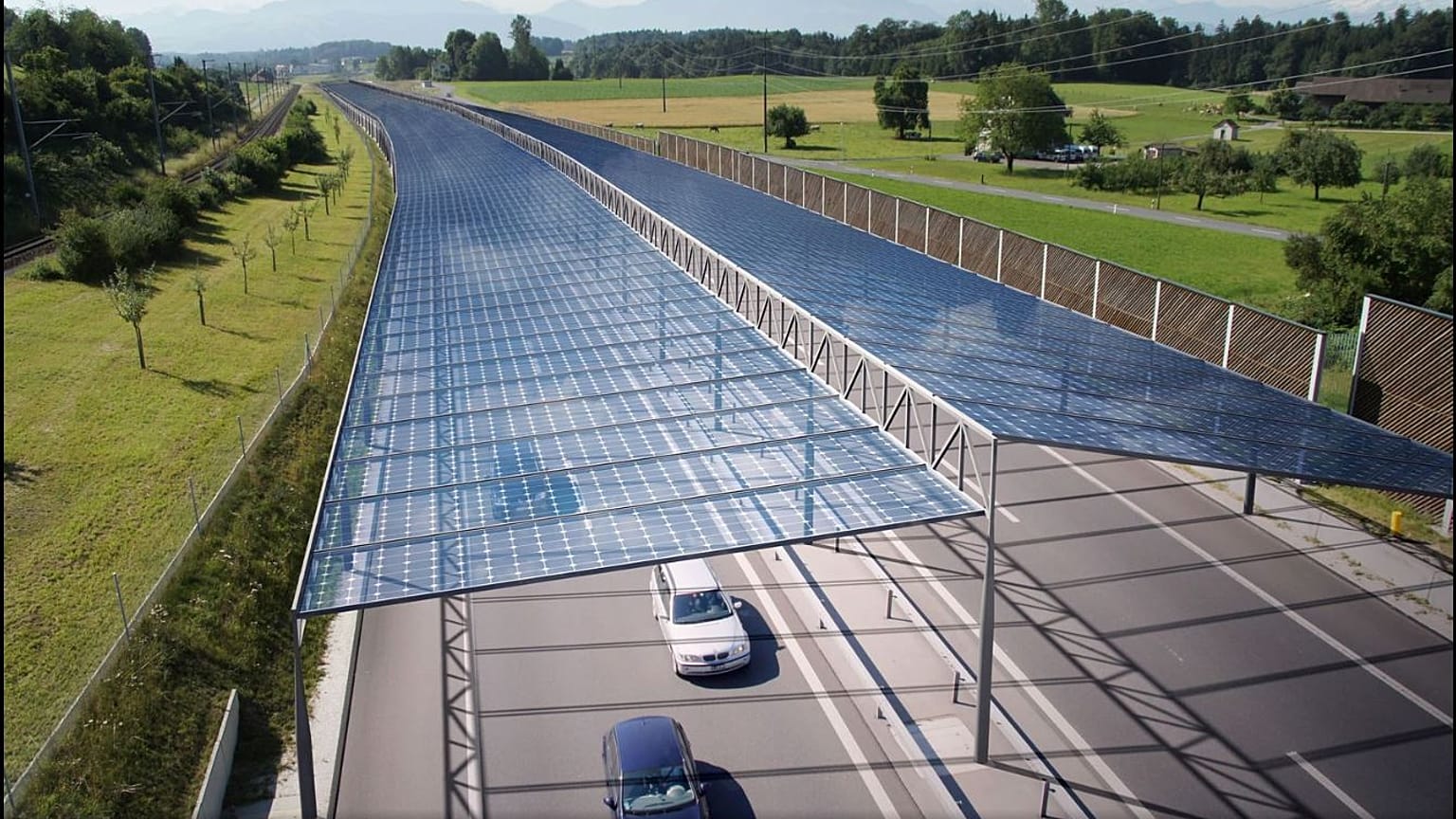 Solar panel on the highway
