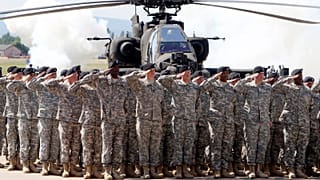 In this Friday, May 13, 2011 file photo, Soldiers of 1AD attend a color casing ceremony of the First Armored Division at the US Army Airfield in Wiesbaden, Germany.