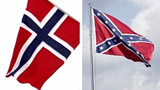 The Norwegian flag has the same colours as the Confederate flag, but the patterns and symbols are different.