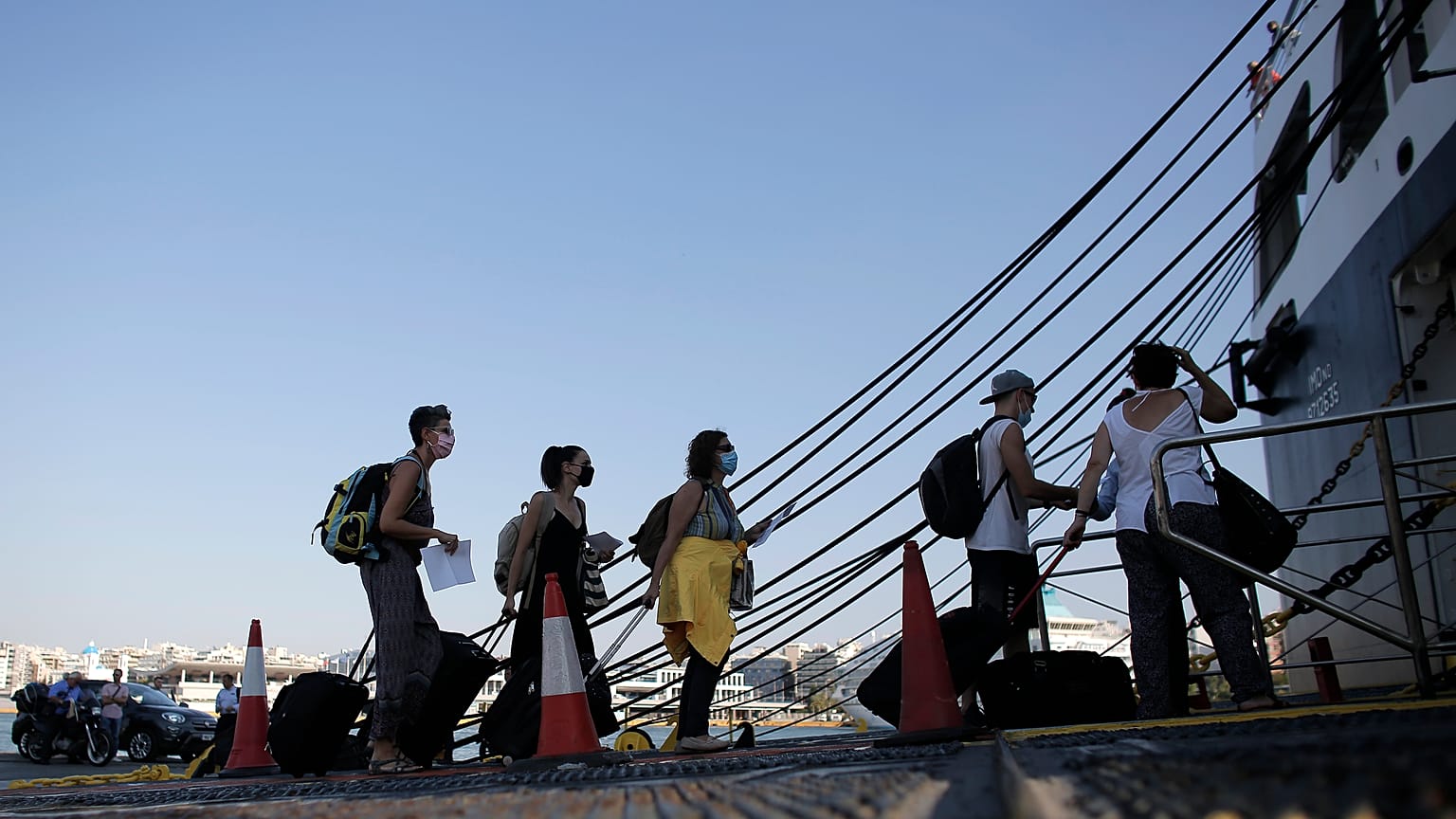 People departing from Piraeus port