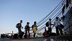 People departing from Piraeus port