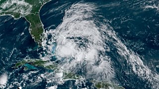 The tropical storm blew past the Bahamas on Saturday.