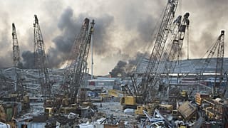 Aftermath of a massive explosion is seen in in Beirut, Lebanon