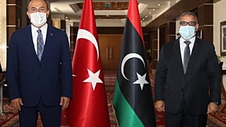 Dışişleri Bakanı Çavuşoğlu Libya Devlet Yüksek Konseyi Başkanı Halid el-Mişri (sağda) ile görüştü.