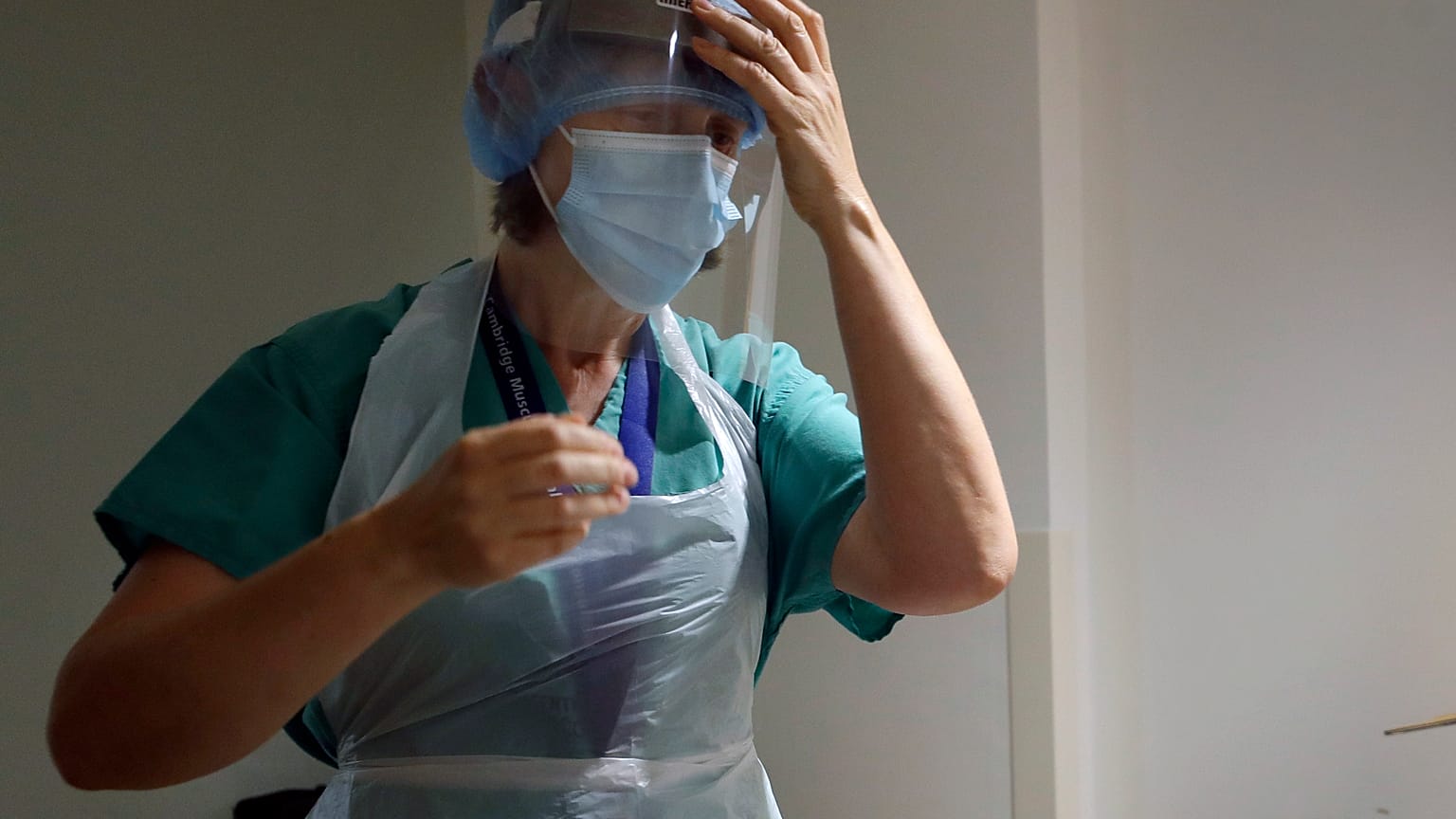 Personal protection equipment being used in a coronavirus ward at Addenbrooke's hospital in Cambridge, England in May 2020.