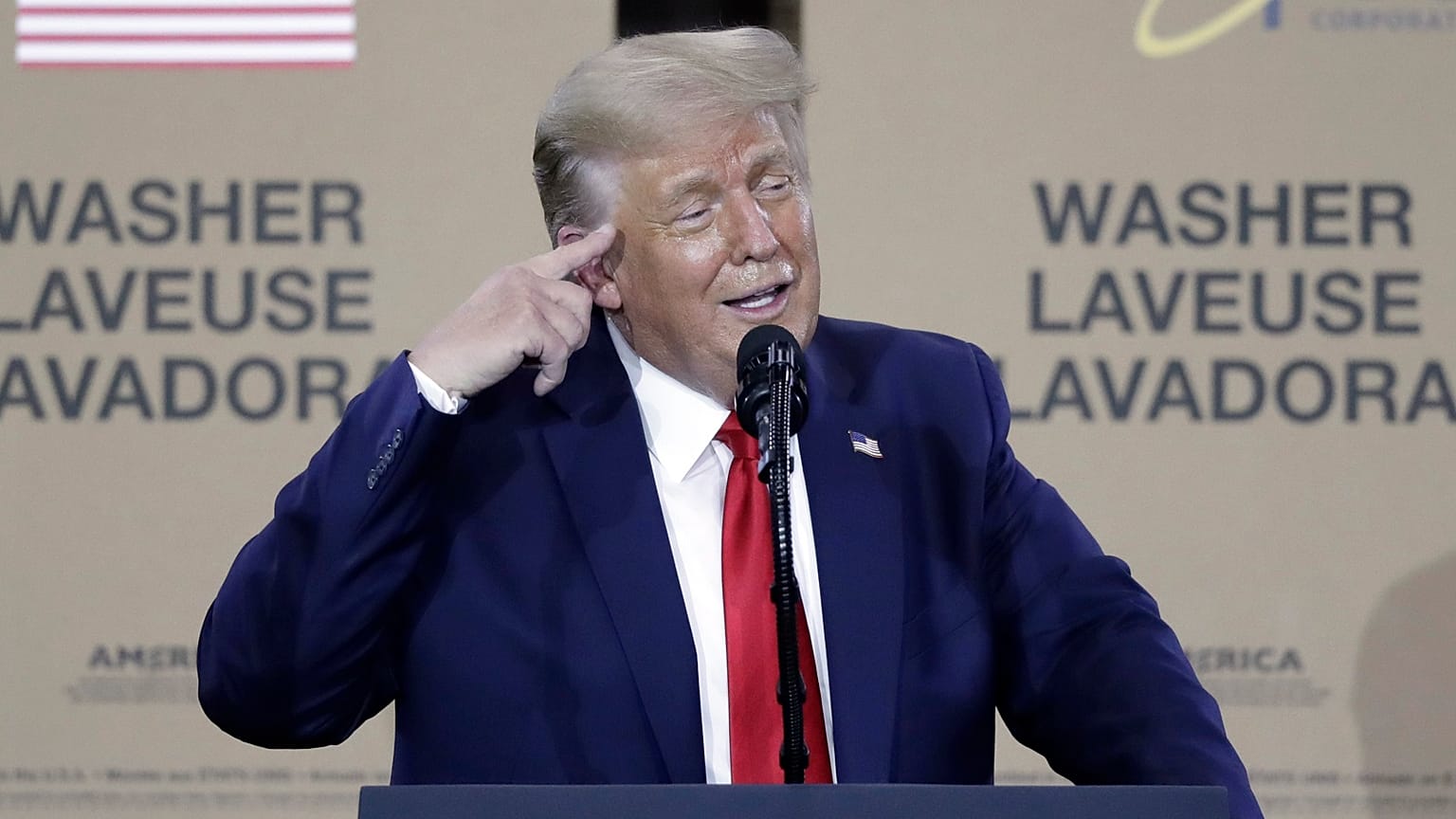 President Donald Trump speaks during an event in Clyde, Ohio.