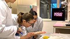 Scientists developing Noquo Foods plant based cheese. 