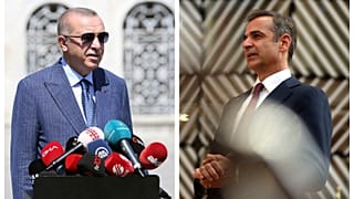 Il presidente turco Erdogan e il premier greco Mitsotakis