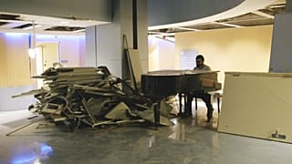 Twenty-year-old engineering student Chadi Haddad plays the piano.
