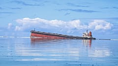 Oil leaking from the MV Wakashio, a bulk carrier ship that recently ran aground off the southeast coast of Mauritius