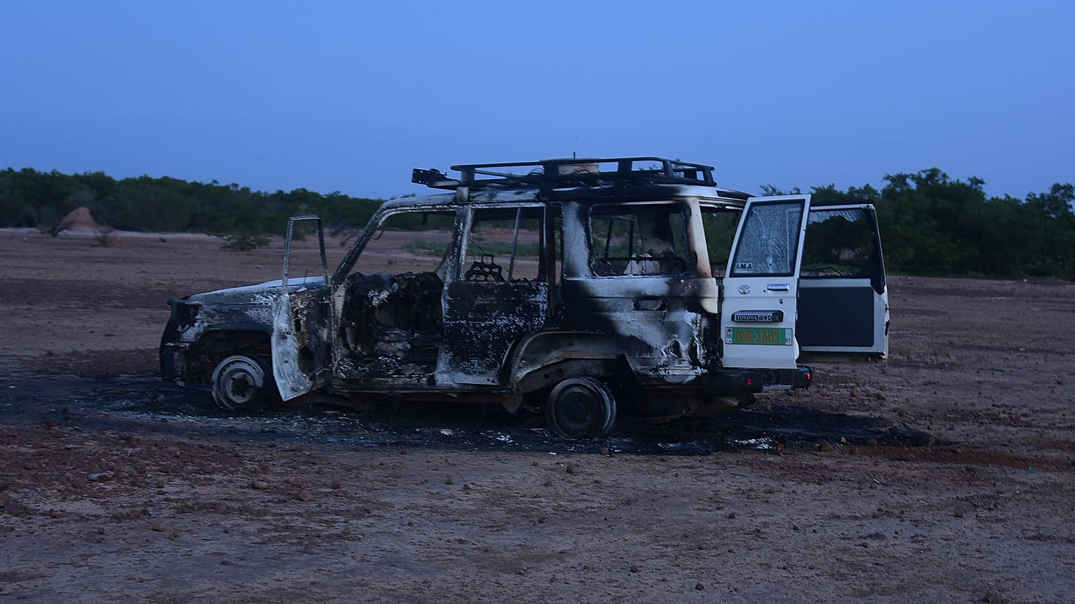 Le 4x4 de l'ONG humanitaire Acted sur les lieux du drame au Niger, le 9 août 2020